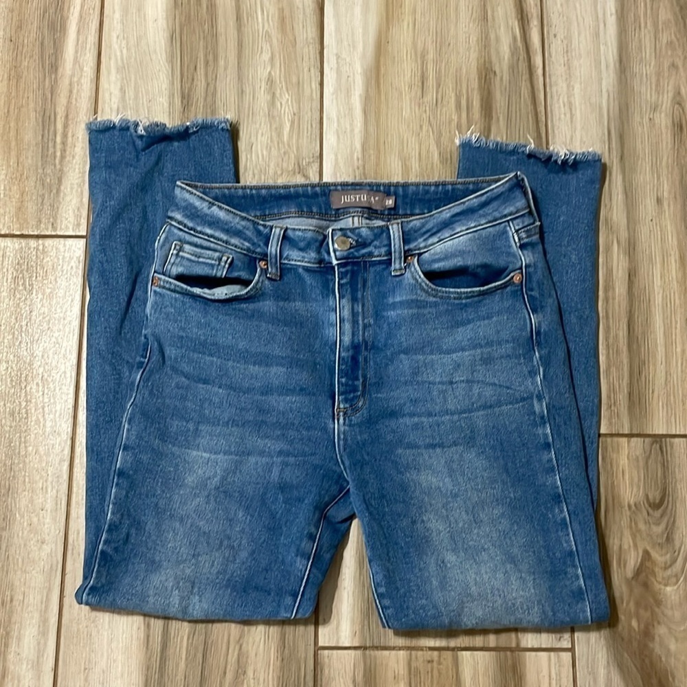 JustUSA washed light blue straight jeans